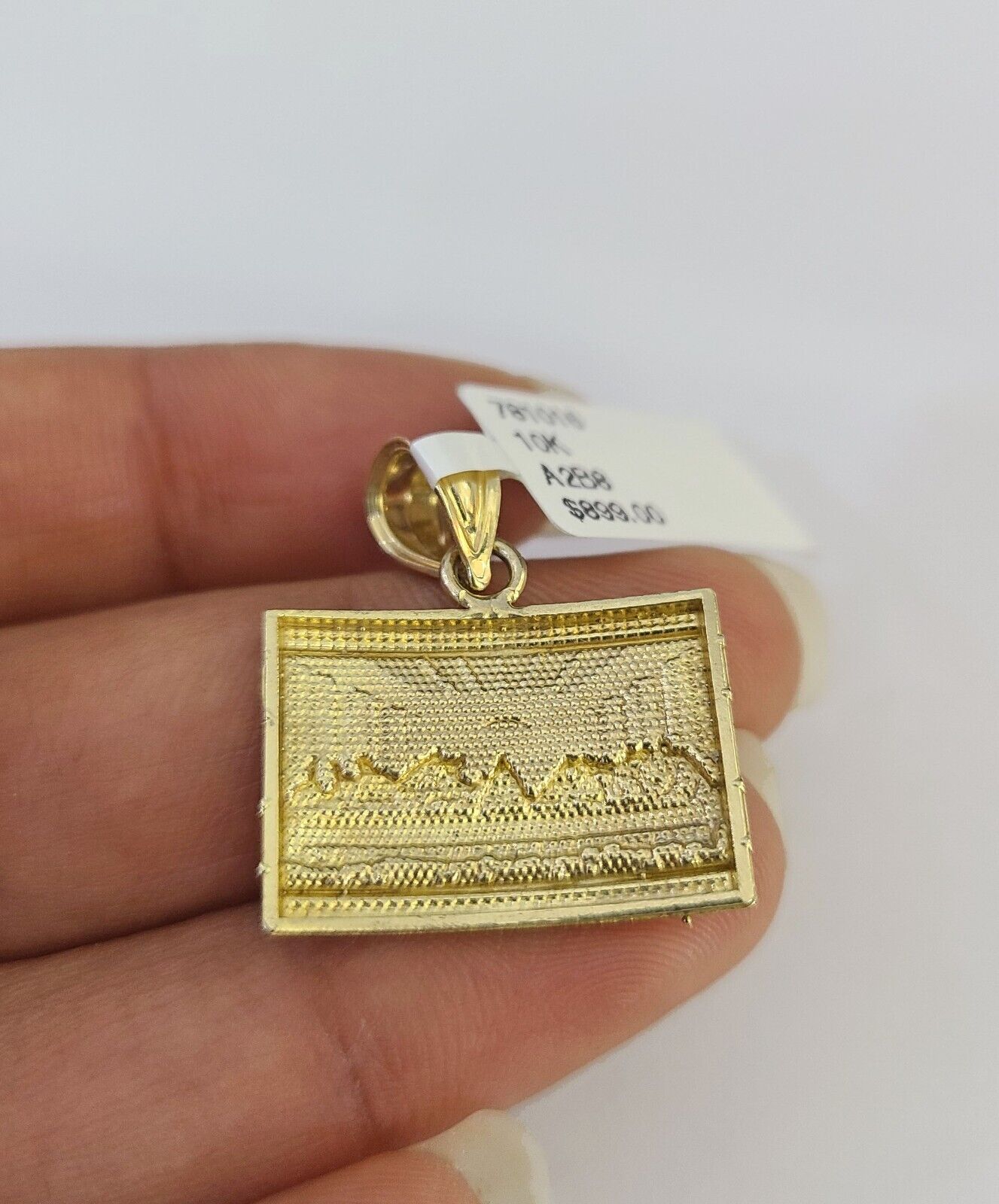 10k Solid Gold Cuban Curb Chain Last Supper Pendant 2mm 18"-24" SET Necklace